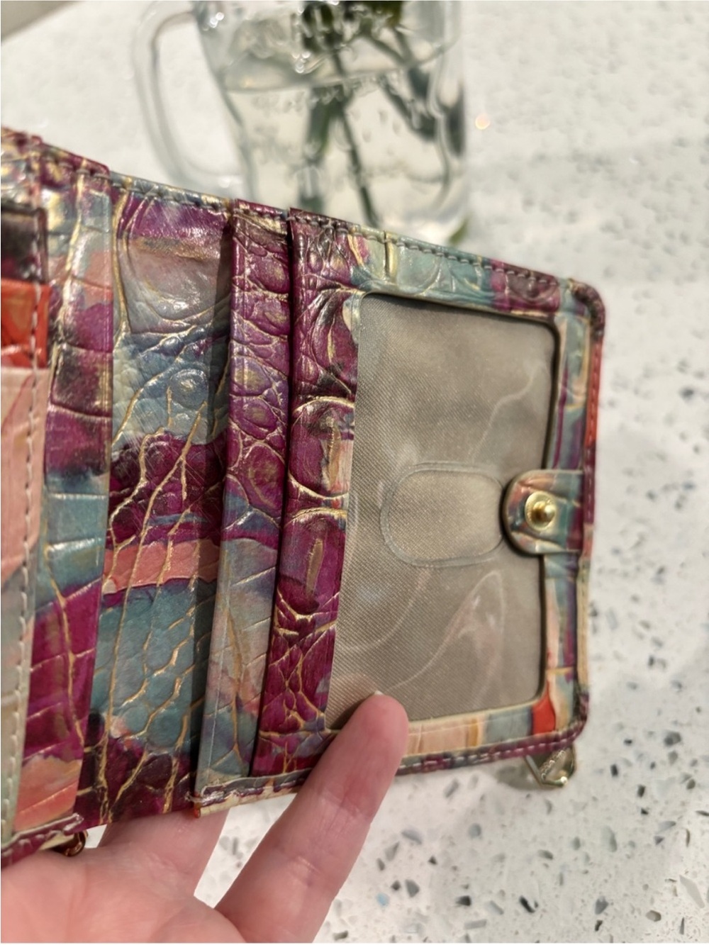 Brahmin Jane Destiny Bifold Wallet Pink Purple Cream - Picture 8 of 12